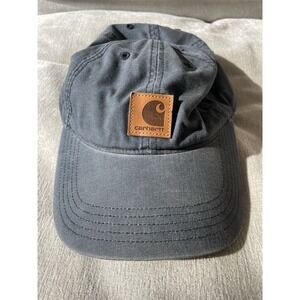 Carhartt Hat Gray StrapBack Men's Cap Leather Patch Adjustable Canvas Faded O/S